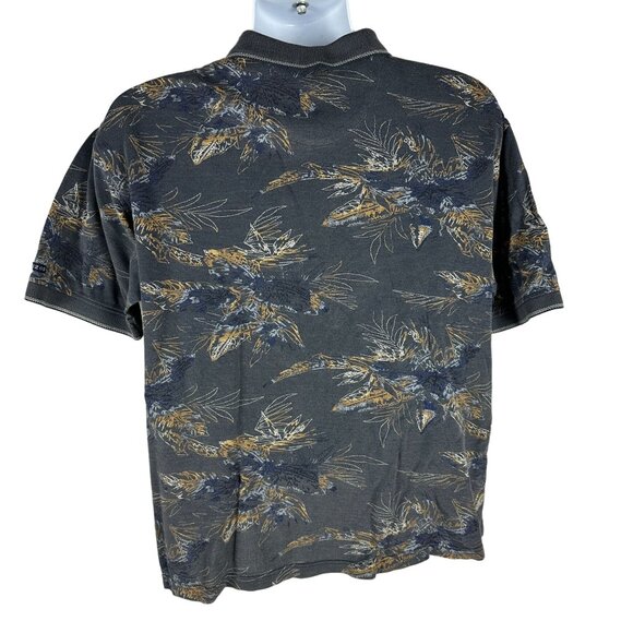 Izod Mens Double Mercerized Polo Shirt Medium 100% Cotton Floral Pattern - Picture 2 of 5